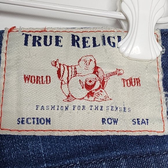 True Religion Ricky Relaxed Straight Jeans Flap Button Stretch Denim Men's 33x31 - Picture 5 of 9